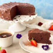 A decadent dark chocolate ganache cake.