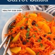 Colorful Moroccan carrot salad featuring shredded carrots, oranges, raisins, and fresh mint leaves. A quick and healthy Mediterranean side dish ready in 15 minutes.