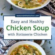 Bowl of healthy rotisserie chicken orzo soup with fresh parsley and diced vegetables. A cozy, one-pot chicken soup with orzo made with shredded rotisserie chicken and a light, lemony broth — quick, hearty, and full of flavor.