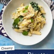 Creamy lemon ricotta pasta with fresh basil and spinach, perfect for summer meals.