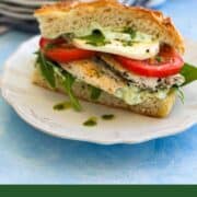Delicious chicken caprese sandwich with fresh tomatoes, basil, and mozzarella on toasted bread.