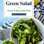 Fresh green salad with mixed greens in a white bowl, ready in 10 minutes.
